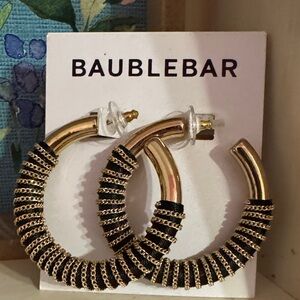 BaubleBar Gold and Black Chain Hoop Earrings